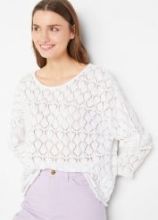 Sweter oversize. Czerwone swetry klasyczne damskie bonprix, bez kołnierzyka. Za 139.99 zł.