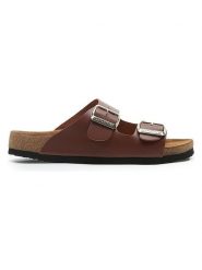 Comfortfusse Skórzane klapki w kolorze brązowym rozmiar: 35. Brązowe klapki damskie Comfortfüße, bez wzorów, z otwartym noskiem, bez obcasa, bez zapięcia. Za 244.95 zł.