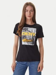 DKNY T-Shirt DJ6T1749 Czarny Regular Fit. Czarne t-shirty damskie DKNY, m, bez wzorów, z bawełny, bez kołnierzyka. Za 219.99 zł.