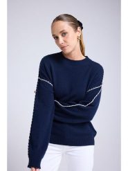 Maison Héritage Cashmere Kaszmirowy sweter w kolorze granatowym rozmiar: L/XL. Niebieskie swetry klasyczne damskie Maison Héritage Cashmere, l, z kaszmiru, bez kołnierzyka. Za 606.95 zł.