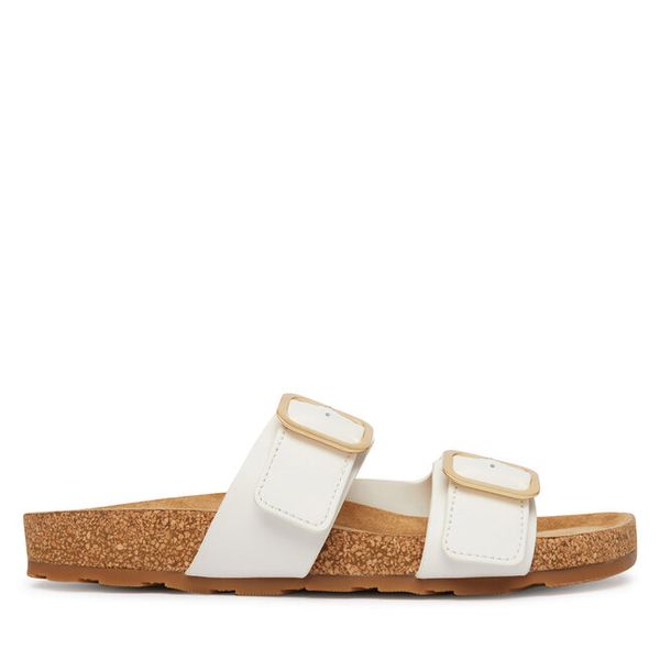 Klapki Tommy Hilfiger. Białe klapki damskie Tommy Hilfiger, bez wzorów, bez obcasa, bez zapięcia. Za 409.99 zł.