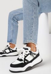 Czarne Sneakersy z Szerokimi Sznurówkami Platinia. Czarne obuwie sportowe damskie Born2be, bez zapięcia. Za 109.99 zł.