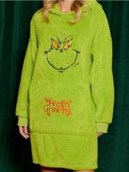 Bluza Snuddie Grinch - zielony. Zielone bluzy damskie Sinsay, l, bez wzorów, z kapturem. Za 79.99 zł.