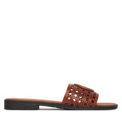 Klapki Just Cavalli. Brązowe klapki damskie Just Cavalli, bez wzorów, bez obcasa, bez zapięcia. Za 619.99 zł.