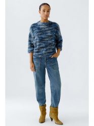 Oui Sweter w kolorze niebiesko-czarnym rozmiar: 42. Czarne swetry klasyczne damskie Oui, bez kołnierzyka. Za 156.24 zł.