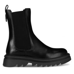 Botki Lasocki. Czarne botki damskie Lasocki, bez obcasa, na płaskiej podeszwie, bez zapięcia. Za 289.99 zł.