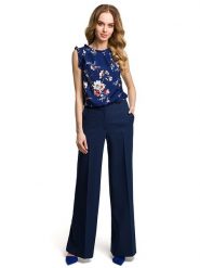 Made of emotion Spodnie w kolorze granatowym rozmiar: XL. Niebieskie spodnie materiałowe damskie Made Of Emotion, bez wzorów, z materiału. Za 169.67 zł.