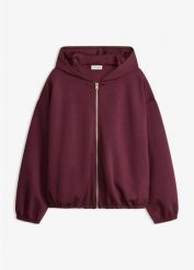 Bluza rozpinana z kapturem i balonowym dołem. Czerwone bluzy damskie bonprix, bez wzorów, z kapturem. Za 189.99 zł.