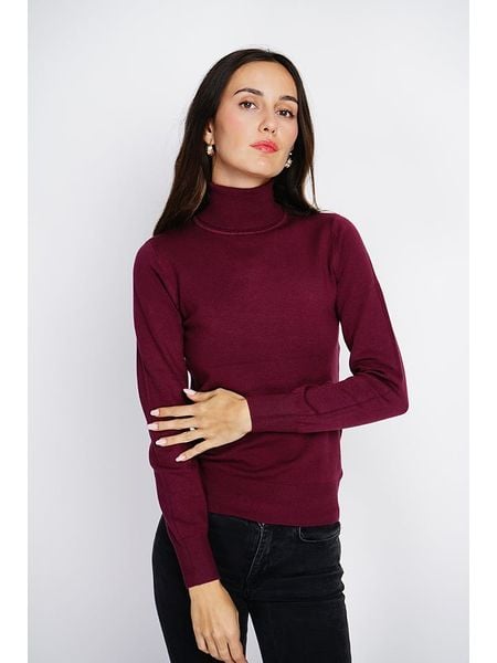 ASSUILI Golf w kolorze bordowym rozmiar: 36. Czerwone golfy damskie Assuili, bez wzorów, z kaszmiru, bez ramiączek. Za 144.92 zł.