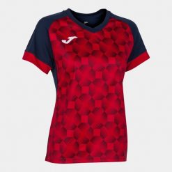 Koszulka do piłki nożnej damska Joma Supernova III. Czerwone bluzki damskie Joma, m, bez wzorów, sportowe, bez kołnierzyka, bez ramiączek. Za 138.99 zł.
