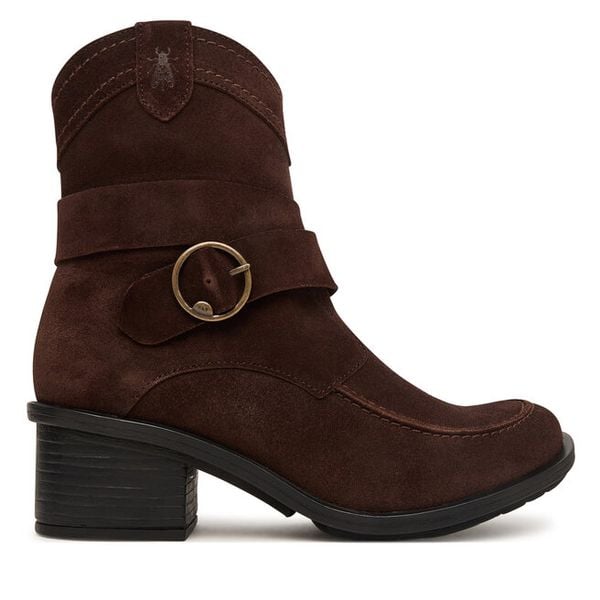 Botki Fly London. Brązowe botki damskie Fly London, bez obcasa, na słupku, bez zapięcia. Za 794.99 zł.