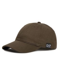 Czapka z daszkiem EA7 Emporio Armani. Brązowe czapki z daszkiem damskie EA7 Emporio Armani, bez wzorów. Za 199.99 zł.