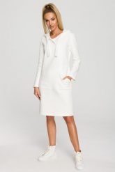 Sukienka sportowa jak długa bluza z kapturem ecru bawełna premium. Bluzy damskie Sukienki.shop, l, bez wzorów, z bawełny, z kapturem. Za 359.00 zł.