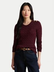 LAUREN RALPH LAUREN Sweter 200P14039503 Bordowy Regular Fit. Czerwone swetry klasyczne damskie Lauren Ralph Lauren, m, z bawełny, bez kołnierzyka. Za 859.99 zł.