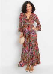 Długa sukienka z lejącej wiskozy. Zielone sukienki damskie bonprix, bez wzorów, z wiskozy, bez ramiączek. Za 169.99 zł.