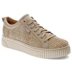 Beżowe Sneakersy Nessi Modne Obuwie Damskie. Brązowe obuwie sportowe damskie Nessi, na wiosnę, z materiału, bez zapięcia. Za 469.00 zł.