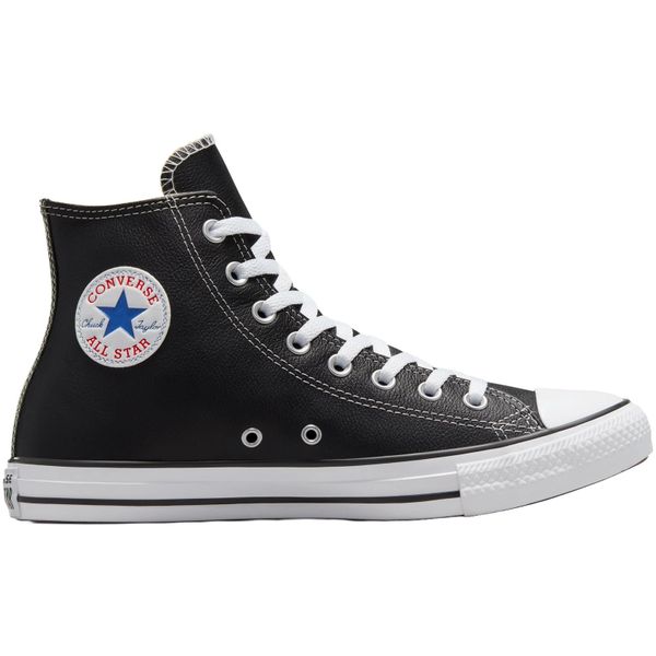 Trampki Converse Chuck Taylor HI Leather. Czarne obuwie sportowe casual damskie Converse, bez wzorów, ze skóry, bez zapięcia. Za 350.99 zł.