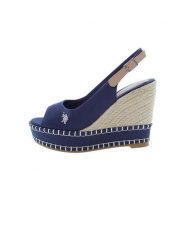 U.S. Polo Assn. Sandały w kolorze granatowo-beżowym na koturnie rozmiar: 39. Brązowe sandały damskie U.S. Polo Assn., bez wzorów, z otwartym noskiem, bez obcasa, na koturnie, bez zapięcia. Za 217.99 zł.