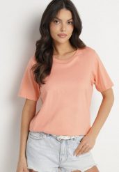 Pomarańczowy Bawełniany Klasyczny T-shirt Fevarene. Brązowe t-shirty damskie Born2be, l, bez wzorów, z bawełny, bez kołnierzyka. Za 34.99 zł.