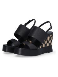 Liu Jo Skórzane sandały w kolorze czarnym rozmiar: 38. Czarne sandały damskie Liu Jo, bez wzorów, z otwartym noskiem, bez obcasa, na koturnie, bez zapięcia. Za 271.67 zł.