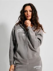 Bluza z kapturem - szary. Szare bluzy damskie Sinsay, l, bez wzorów, z kapturem. Za 19.99 zł.