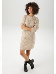 Aniston Sukienka dzianinowa w kolorze beżowym rozmiar: 46. Brązowe sukienki damskie Aniston, bez wzorów, z dzianiny, bez ramiączek. Za 87.45 zł.