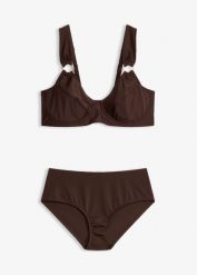 Bikini minimizer na szerokich ramiączkach (komplet 2-cz.). Brązowe bikini bonprix, bez wzorów. Za 119.99 zł.