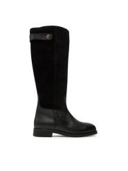 Tommy Hilfiger Kozaki Th Stud Leather Mix Long Boot FW0FW08341 Czarny. Czarne kozaki damskie Tommy Hilfiger, ze skóry, bez obcasa, na płaskiej podeszwie, bez zapięcia. Za 699.99 zł.