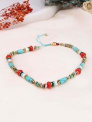 Charlize Pozłacany naszyjnik z turkusami i agatami - dł. 45 cm rozmiar: onesize. Czerwone naszyjniki damskie Charlize, z agatem, pozłacane. Za 74.11 zł.