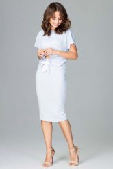 Jasnoniebieski Casualowy Komplet Bluzka z Wiązaniem i Ołówkowa Spódnica Midi. Czerwone spódnice damskie Katrus, l, bez wzorów, z elastanu, midi. Za 289.00 zł.