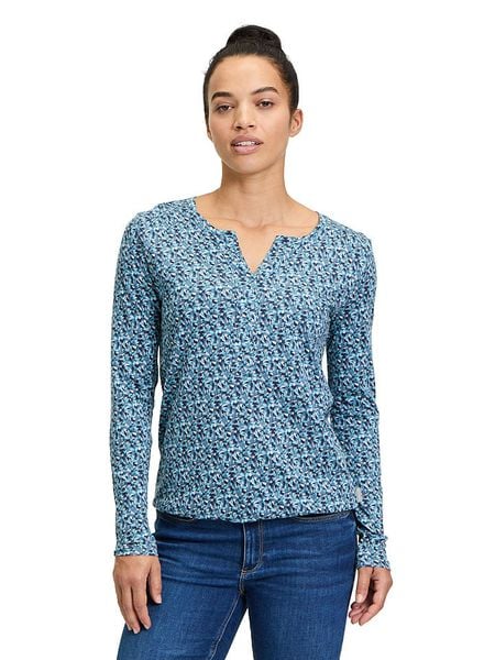 BETTY & CO Koszulka w kolorze błękitno-granatowo-szarym rozmiar: S. Niebieskie koszulki damskie Betty & Co, s, bez wzorów, z bawełny, bez kołnierzyka, bez ramiączek. Za 96.14 zł.