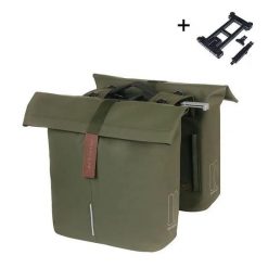Torba tylna z poliuretanu Basil City Mik 2.0. Zielone torby sportowe BASIL, bez wzorów, z materiału. Za 455.49 zł.