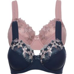 Biustonosz (2 szt. w opak.) bonprix różowobrązowy + ciemnoniebiesko-różowobrązowy. Niebieskie biustonosze bonprix, z haftami. Za 75.98 zł.