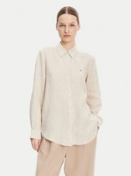 Tommy Hilfiger Koszula WW0WW44679 Beżowy Relaxed Fit. Brązowe koszule damskie Tommy Hilfiger, bez wzorów, ze lnu, bez kołnierzyka, bez ramiączek. Za 309.99 zł.