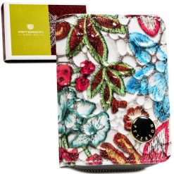 Wielokolorowy portfelik damski ze skóry naturalnej zamykany zatrzaskiem i suwakiem PTN PH33-LFL Peterson. Portfele damskie Peterson, bez wzorów, ze skóry. Za 69.99 zł.