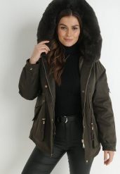 Ciemnozielona Kurtka Nylonowa Parka z Odpinanym Futerkiem Beaten. Zielone kurtki damskie Born2be, l, z nylonu, bez kaptura. Za 169.99 zł.
