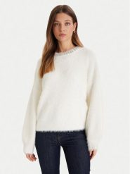 Guess Sweter W5BR58 Z3BH0 Biały Regular Fit. Białe swetry klasyczne damskie Guess, xs, z syntetyku, bez kołnierzyka. Za 479.99 zł.