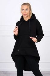 Bluza ocieplana z długim tyłem i kapturem czarna. Czarne bluzy damskie KESI, l, bez wzorów, z bawełny. Za 238.37 zł.