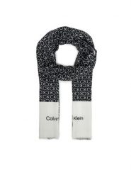 Calvin Klein Szal Aop Minimal Logo LV04F8053G Czarny. Czarne szaliki damskie Calvin Klein, bez wzorów, z materiału. Za 179.99 zł.