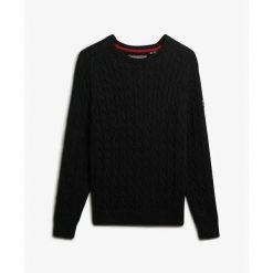 Sweter z luźnym splotem dla kobiet Superdry. Czarne swetry klasyczne damskie Superdry, na zimę, ze splotem, bez kołnierzyka. Za 284.00 zł.