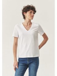 TATUUM Koszulka "Ribi" w kolorze białym rozmiar: L. Białe bluzki damskie TATUUM, l, bez wzorów, bez kołnierzyka, bez ramiączek. Za 123.53 zł.