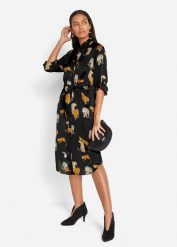 Sukienka szmizjerka satynowa. Czarne sukienki damskie bonprix, bez wzorów, z satyny, bez ramiączek. Za 169.99 zł.