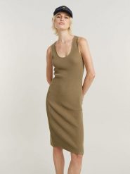 G-Star Sukienka w kolorze khaki rozmiar: L. Brązowe sukienki damskie G-Star, bez wzorów, z bawełny, retro, bez ramiączek. Za 211.31 zł.