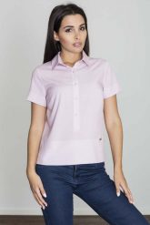 Różowa Bluzka Polo z Krótkim Rękawem. Czerwone bluzki damskie Figl, l, bez wzorów, bez kołnierzyka, bez ramiączek. Za 179.00 zł.