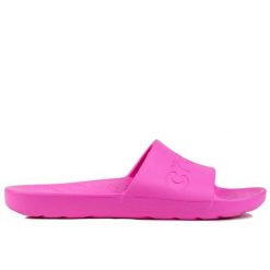 Klapki damskie sportowe Crocs SLIDE. Czerwone klapki damskie Crocs, bez wzorów, z materiału, bez obcasa, bez zapięcia. Za 119.00 zł.