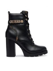 Guess Botki FLFNEE ELE10 Czarny. Czarne botki damskie Guess, ze skóry, bez obcasa, na słupku, bez zapięcia. Za 634.99 zł.