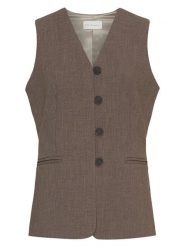 MOSS COPENHAGEN Kamizelka "Rosina" w kolorze szarobrązowym rozmiar: M. Brązowe kamizelki damskie Moss Copenhagen, m, bez wzorów, bez kaptura. Za 173.99 zł.