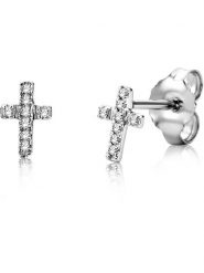 Revoni Złote kolczyki-wkrętki z diamentami rozmiar: onesize. Szare kolczyki damskie Revoni, z diamentem, złote. Za 630.99 zł.