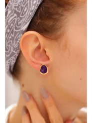 Pierres delicates Pozłacane kolczyki-wkrętki z ametystami rozmiar: onesize. Żółte kolczyki damskie Pierres delicates, z ametystem, pozłacane. Za 55.45 zł.