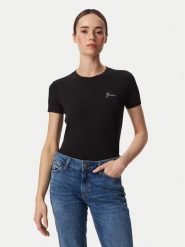 Guess T-Shirt W6YI12 K3751 Czarny Regular Fit. Czarne t-shirty damskie Guess, m, z aplikacjami, bez kołnierzyka. Za 174.99 zł.
